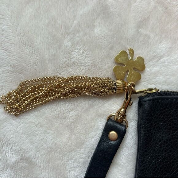 Moss Mills Black Pebbled Leather Wristlet Made in USA - Picture 5 of 13